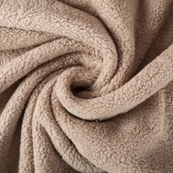 Teddy Fleece Baumwoll Krimmer Plüschstoff einfarbig taupe 1,6m Breite