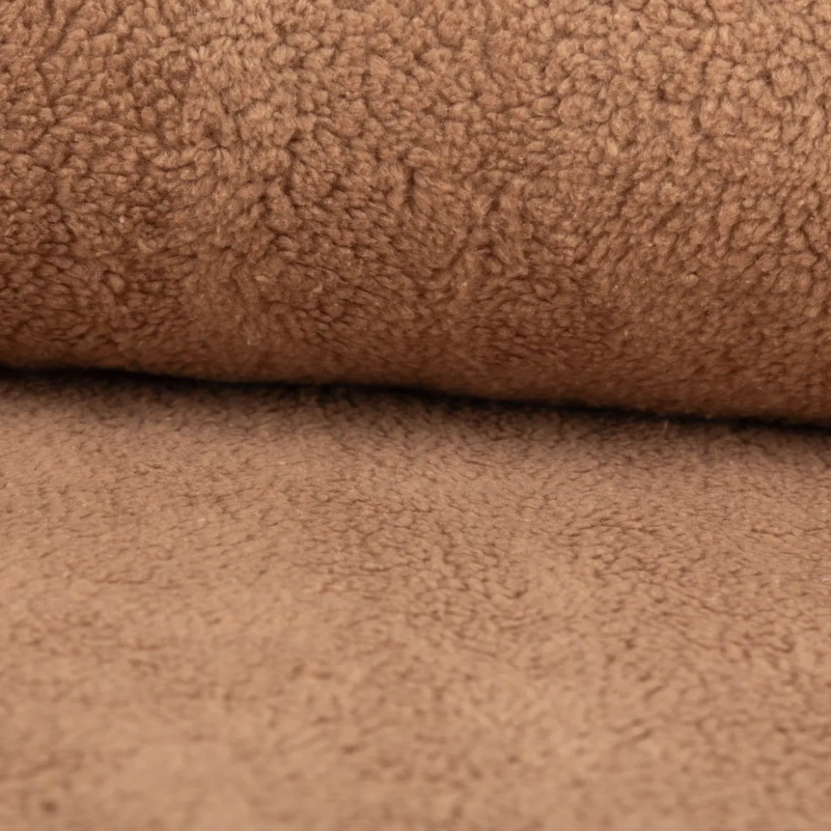 Teddy Fleece Baumwoll Krimmer Plüschstoff einfarbig braun 1,6m Breite