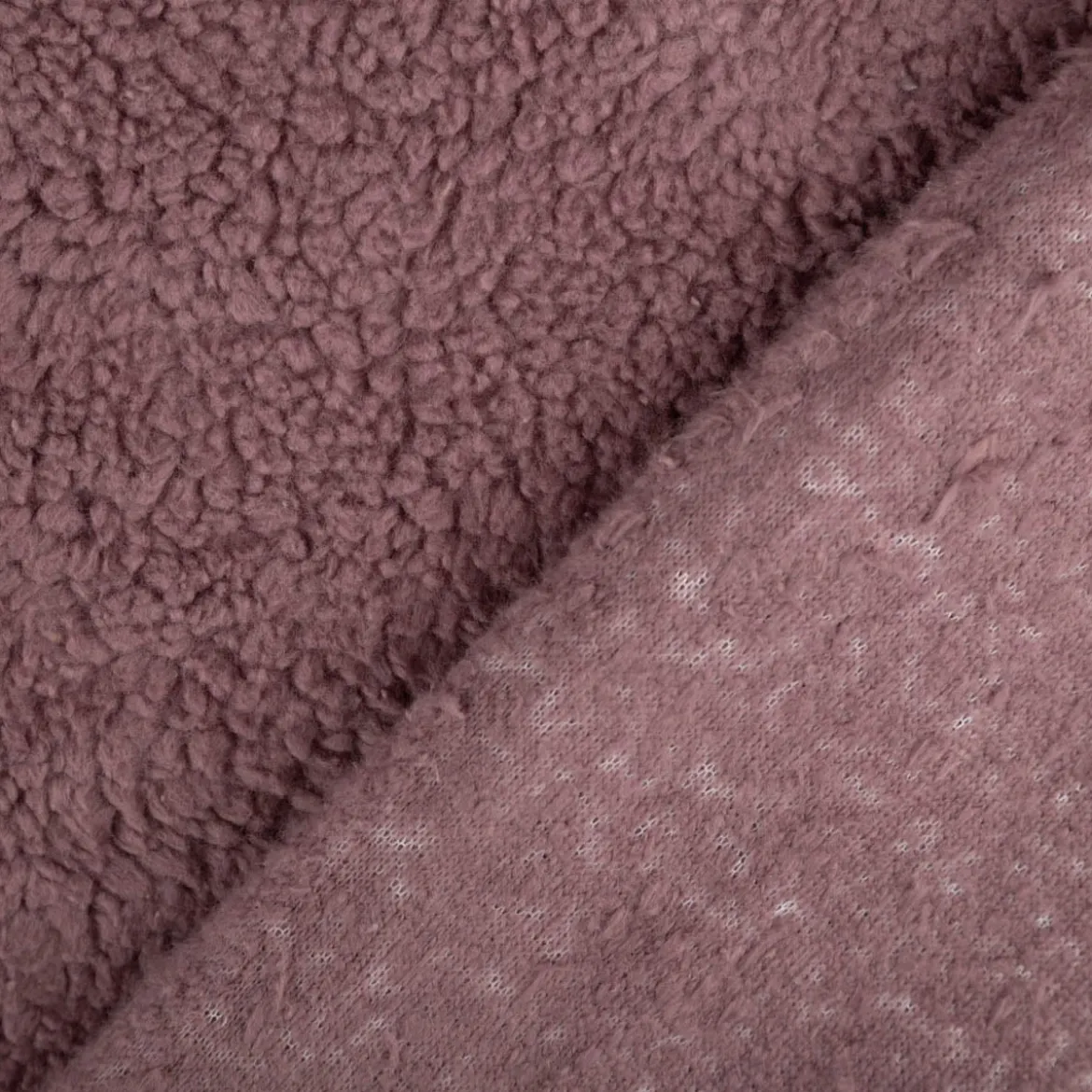 Teddy Fleece Baumwoll Krimmer Plüschstoff einfarbig lila 1,6m Breite