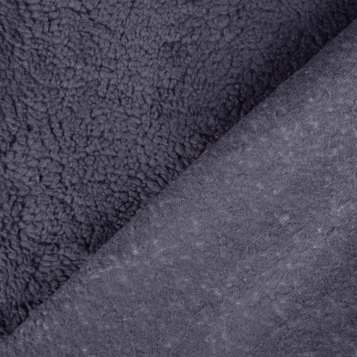 Teddy Fleece Baumwoll Krimmer Plüschstoff einfarbig jeansblau 1,6m Breite