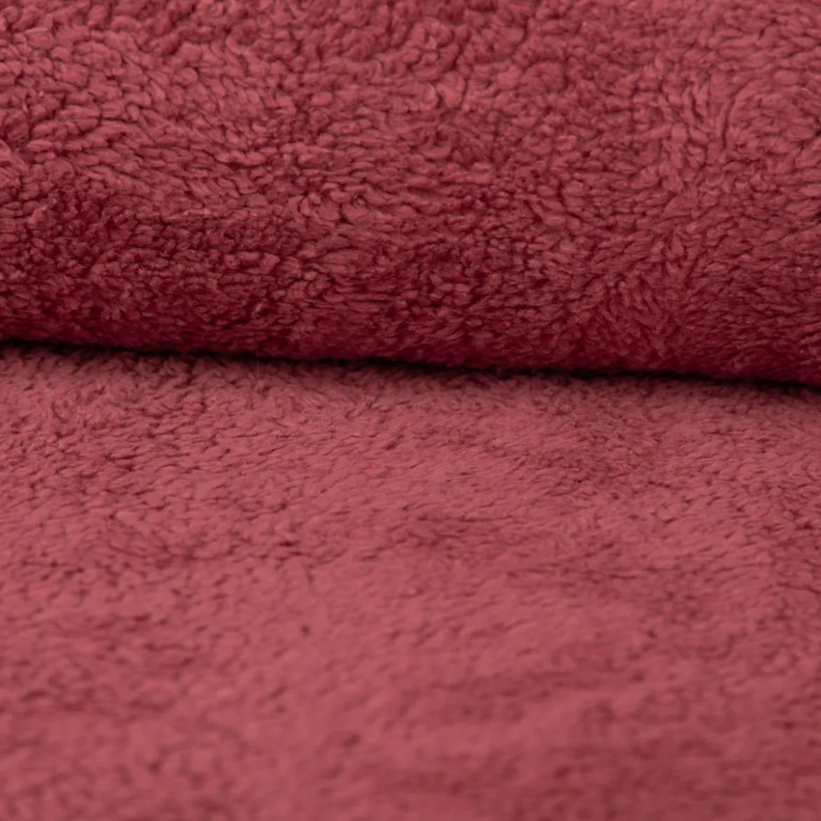 Teddy Fleece Baumwoll Krimmer Plüschstoff einfarbig blush-rot 1,6m Breite