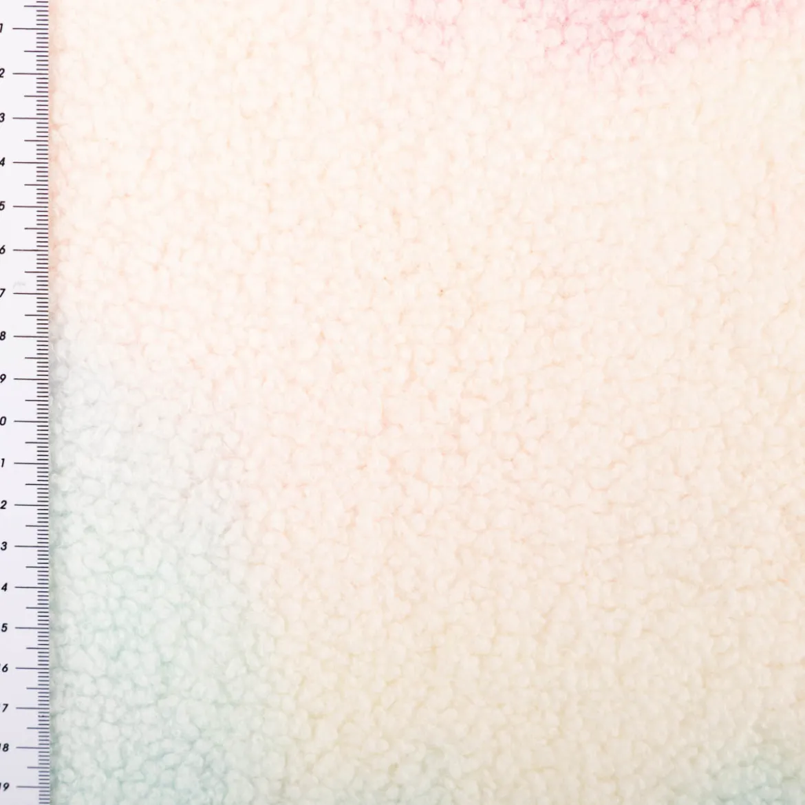Teddystoff Teddyplüsch Rainbow Batik pastell rosa hellblau gelb 1,5m Breite