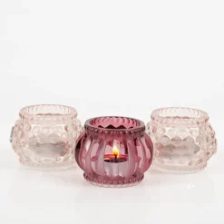 Teelichthalter aus Glas in verschiedenen Rosatönen 7 x 5 cm von Boltze