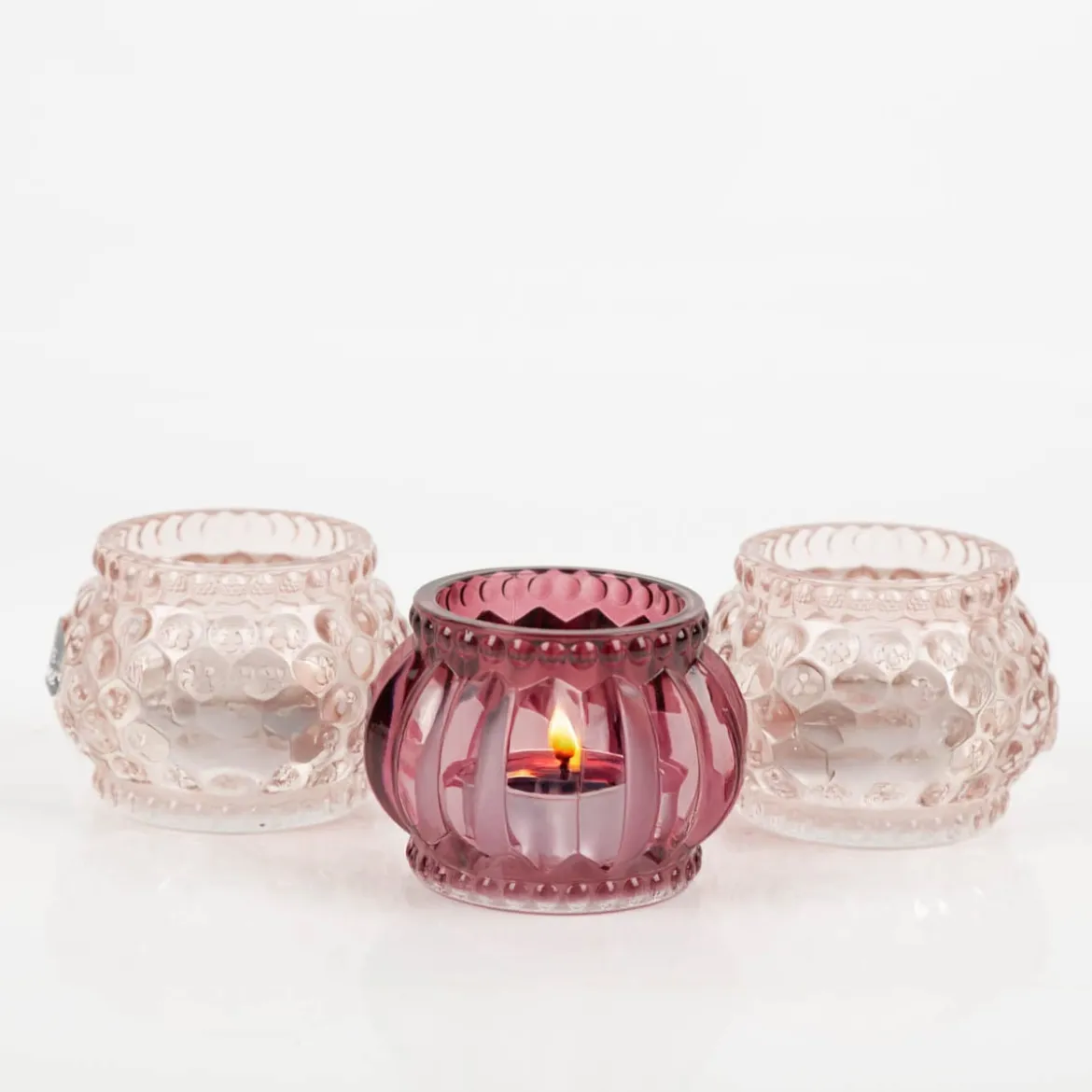 Teelichthalter aus Glas in verschiedenen Rosatönen 7 x 5 cm von Boltze