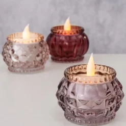 Teelichthalter aus Glas in verschiedenen Rosatönen 7 x 5 cm von Boltze