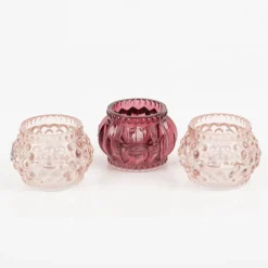 Teelichthalter aus Glas in verschiedenen Rosatönen 7 x 5 cm von Boltze