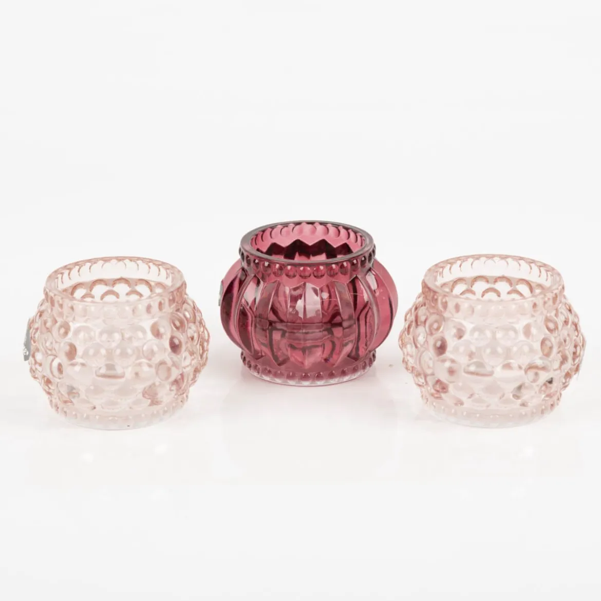 Teelichthalter aus Glas in verschiedenen Rosatönen 7 x 5 cm von Boltze