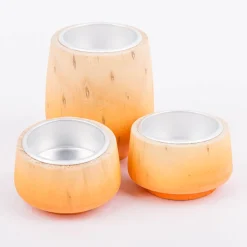 Teelichthalter 3er Set aus Holz Farbverlauf orange-natur oder pink-natur 5,5x7cm