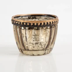 Teelicht mit Metallrand gerillt in vier Farben 4,5x6cm von Werner Voß
