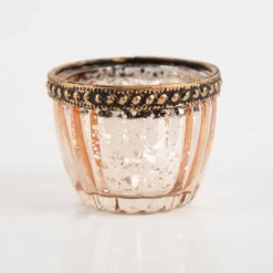 Teelicht mit Metallrand gerillt in vier Farben 4,5x6cm von Werner Voß
