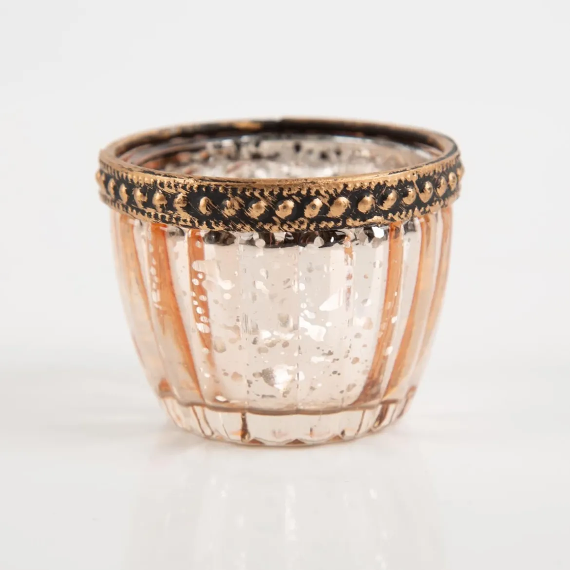 Teelicht mit Metallrand gerillt in vier Farben 4,5x6cm von Werner Voß