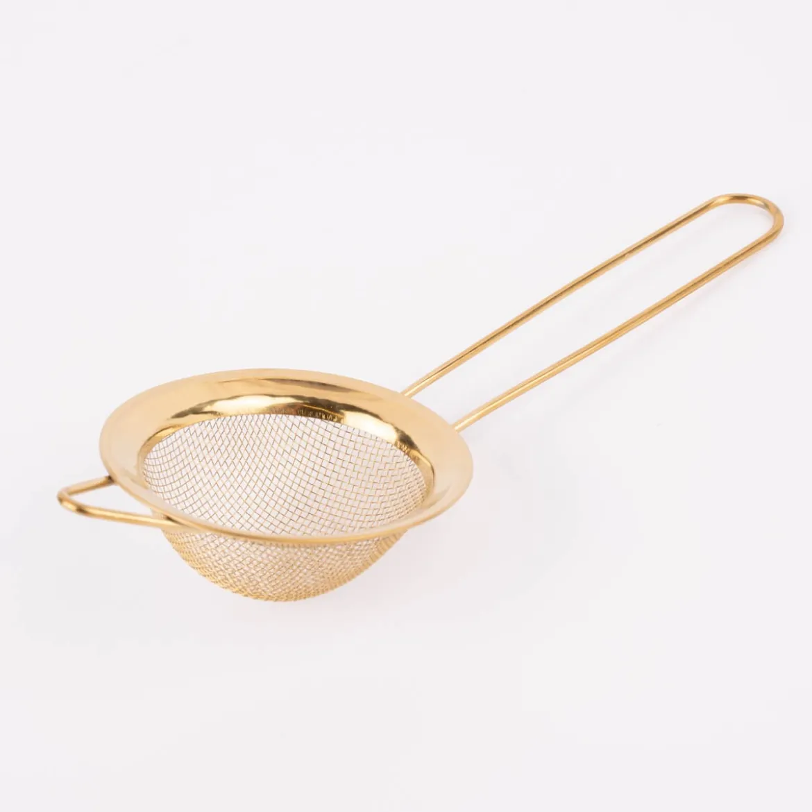Teesieb mit Griff Edelstahl goldfarbig 8x21cm