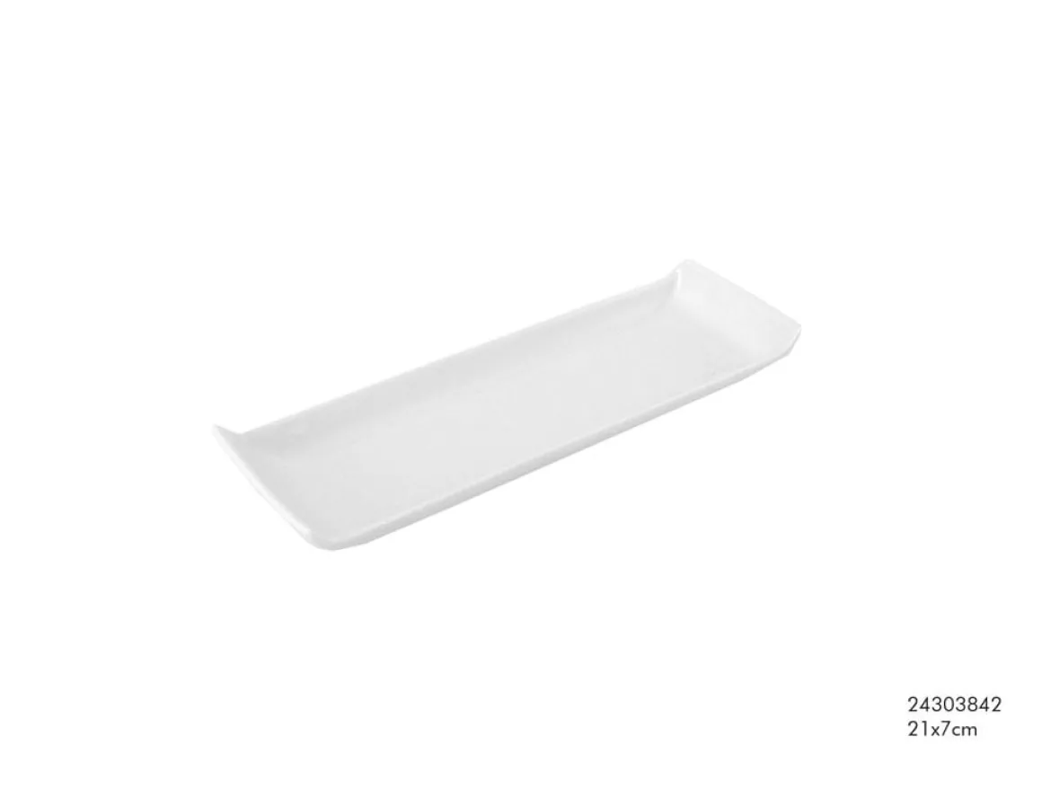 Teller Servierteller klein Keramik weiß 21x7cm