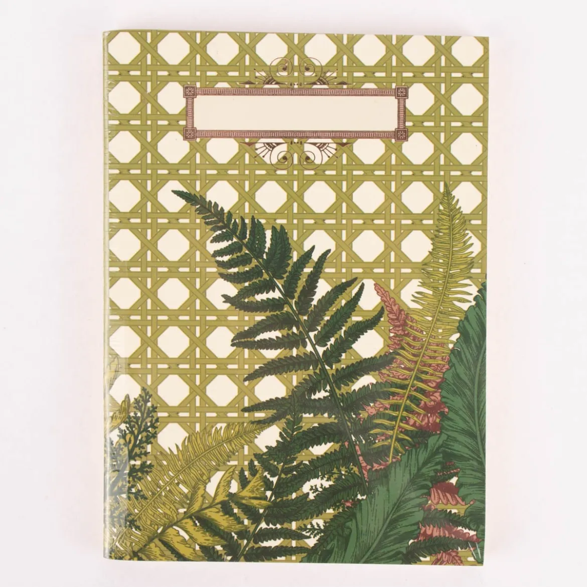 Temerity Jones Notizbuch Farnblätter Wiener Geflecht DIN A6 grün goldfarbig 10,5x14,8cm