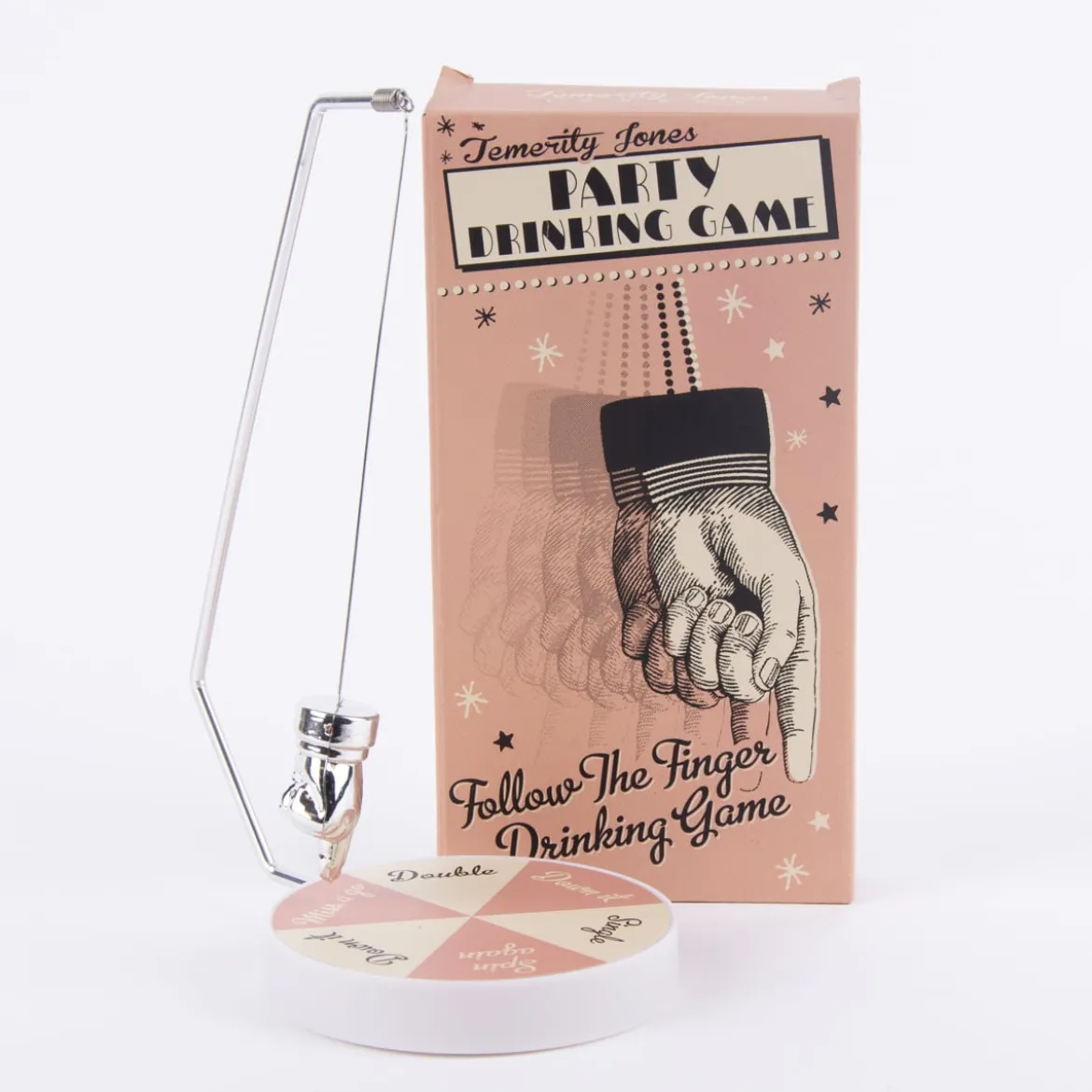 Temerity Jones Party Trinkspiel Follow the Finger rosa weiß 22x9,5cm