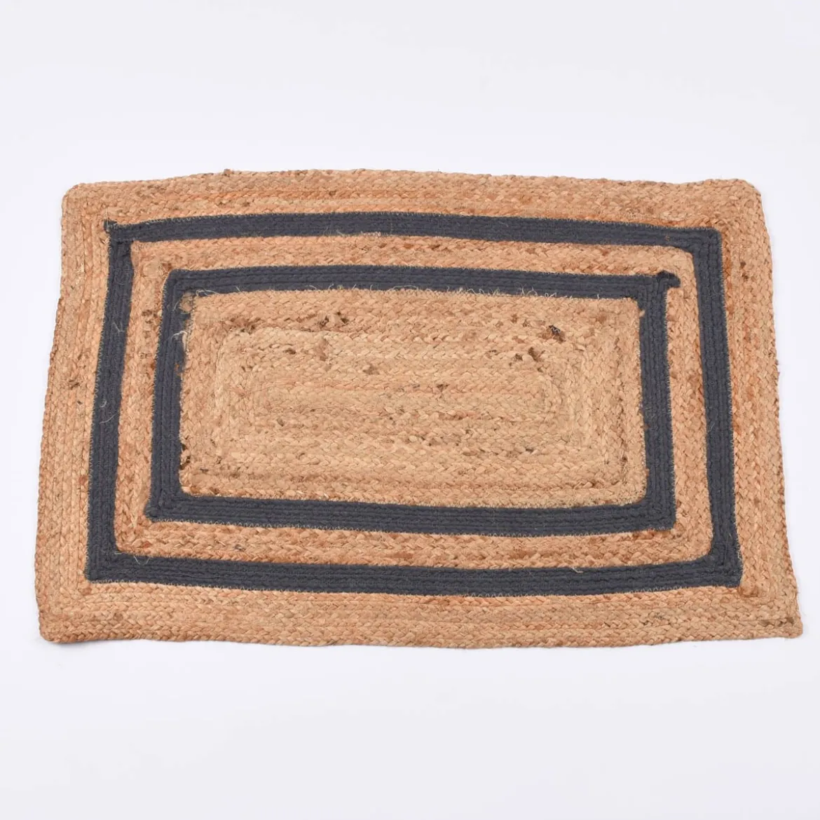 Teppich geflochten Jute Baumwolle Rechtecke natur dunkelgrau 90x60cm