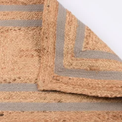 Teppich geflochten Jute Baumwolle Rechtecke natur hellgrau 90x60cm