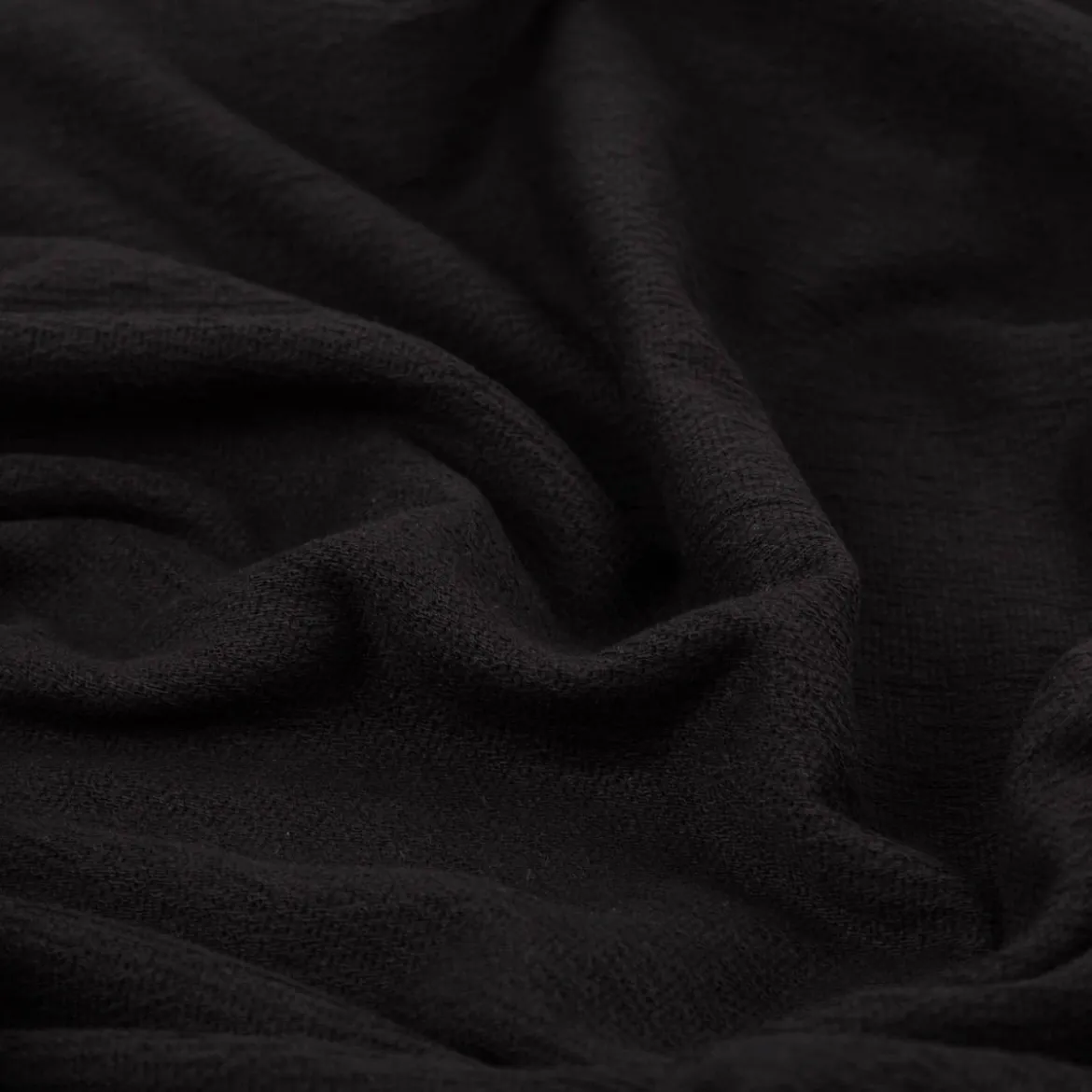 Terry Krepp Jersey Stoff Baumwolle uni schwarz 145cm elastisch & hautfreundlich