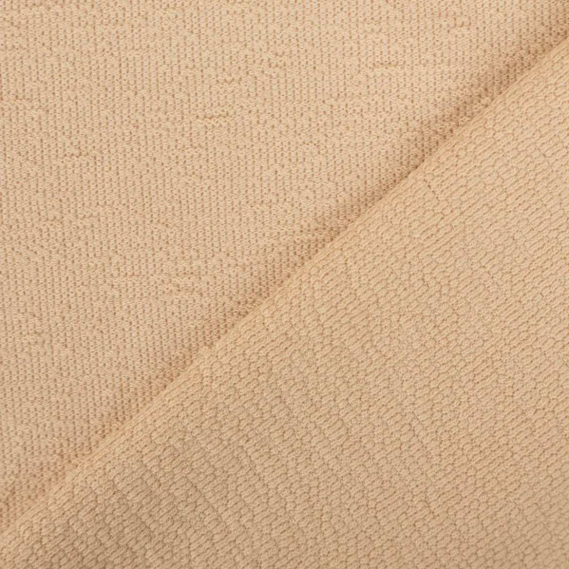 Terry Krepp Jersey Stoff Baumwolle uni beige 145cm elastisch & hautfreundlich