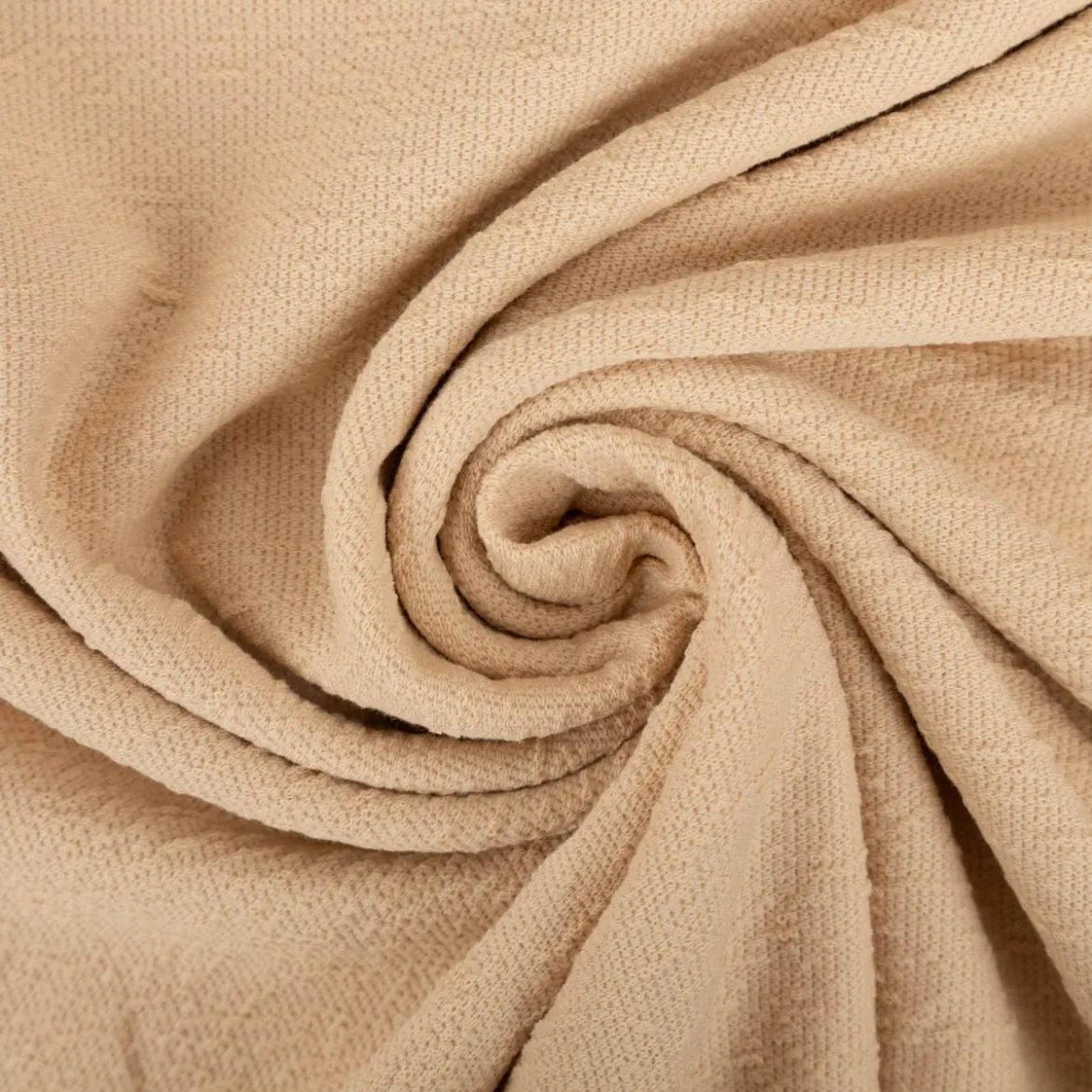 Terry Krepp Jersey Stoff Baumwolle uni beige 145cm elastisch & hautfreundlich