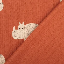 Terry Krepp Jersey Stoff Baumwolle Nashorn terracotta 145cm elastisch & hautfreundlich