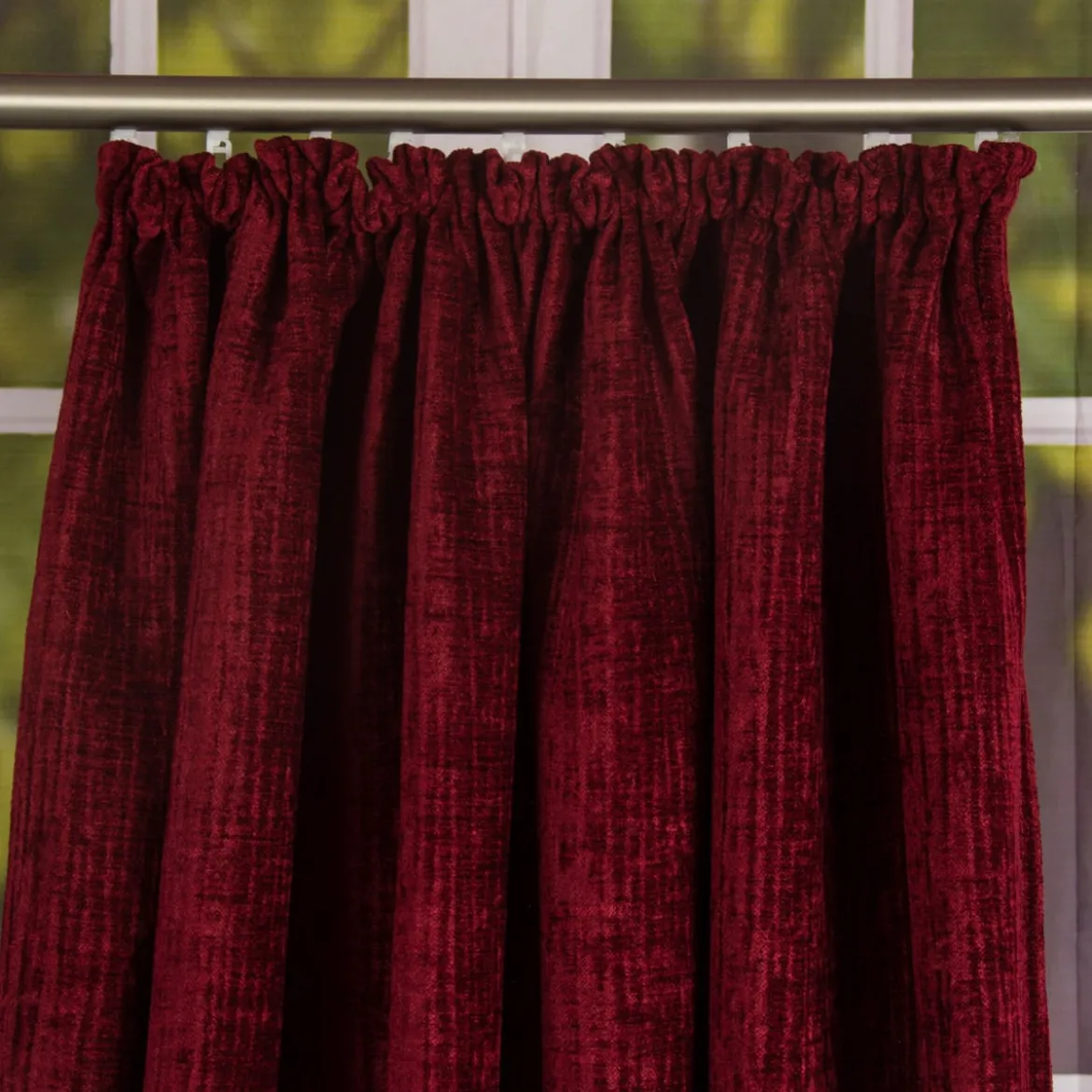 Thermo Chenille Fertigvorhang Kälteschutz Schallschutz Verdunkelung rot 145x245cm