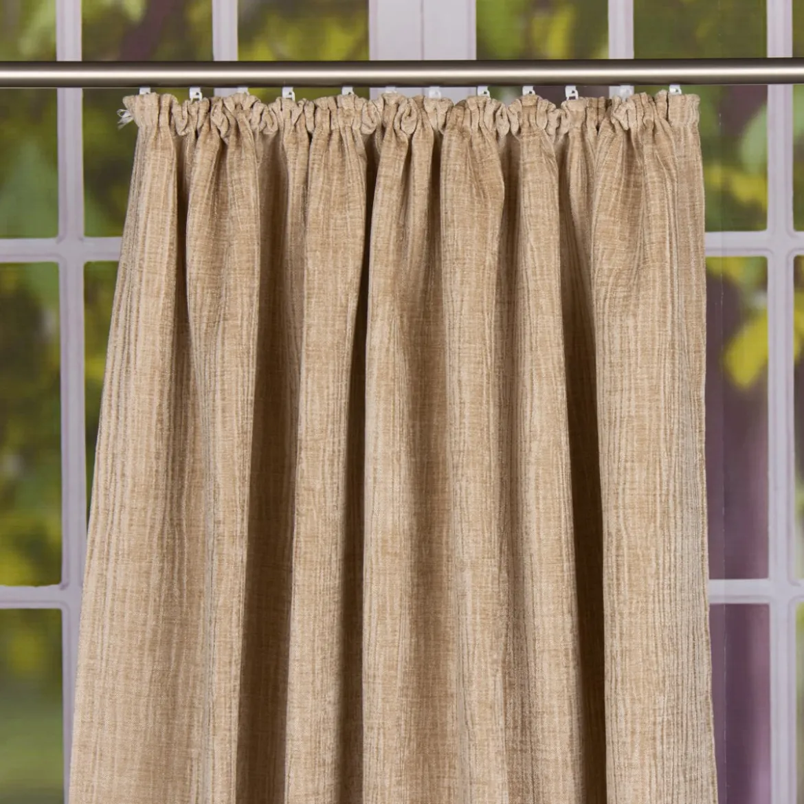 Thermo Chenille Fertigvorhang Kälteschutz Schallschutz Verdunkelung beige 145x245cm