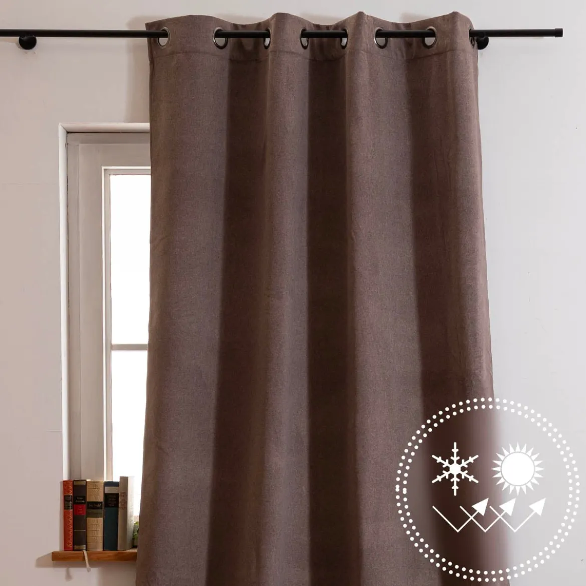 Thermovorhang Morey mit Ösen uni taupe 140x260cm