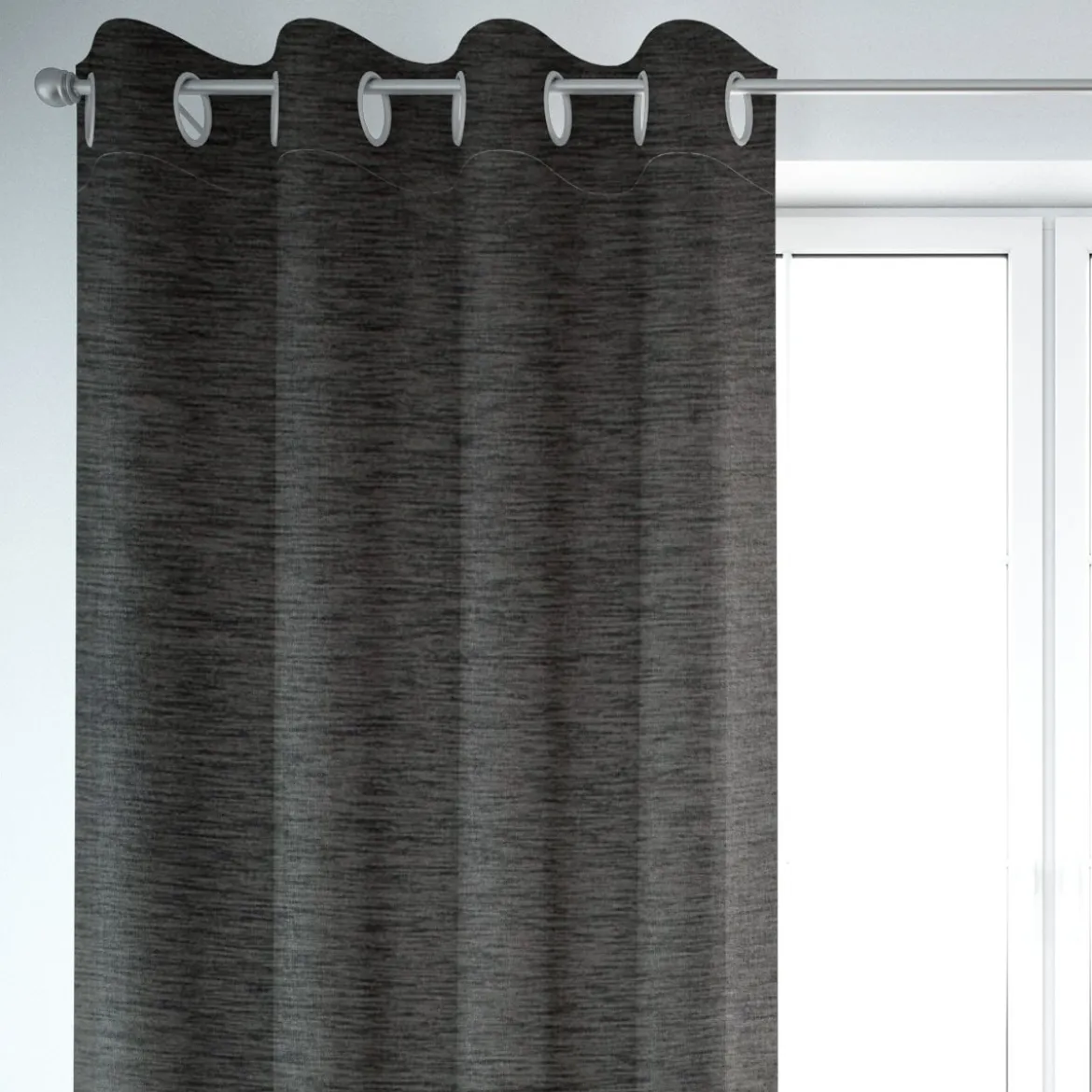 Thermovorhang Thermochenille Akustik Kälteschutz grau meliert 245cm oder Wunschlänge von SCHÖNER LEBEN.