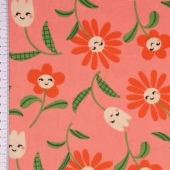 Tischdecke abwaschbar Enduit Blumen mit fröhlichen Gesichtern rosa div. Größen von SCHÖNER LEBEN.