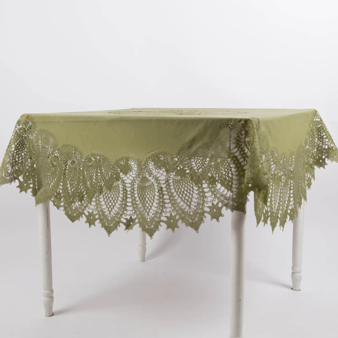 Tischdecke abwaschbar Häkelspitze Amira rund grün Ø 152cm