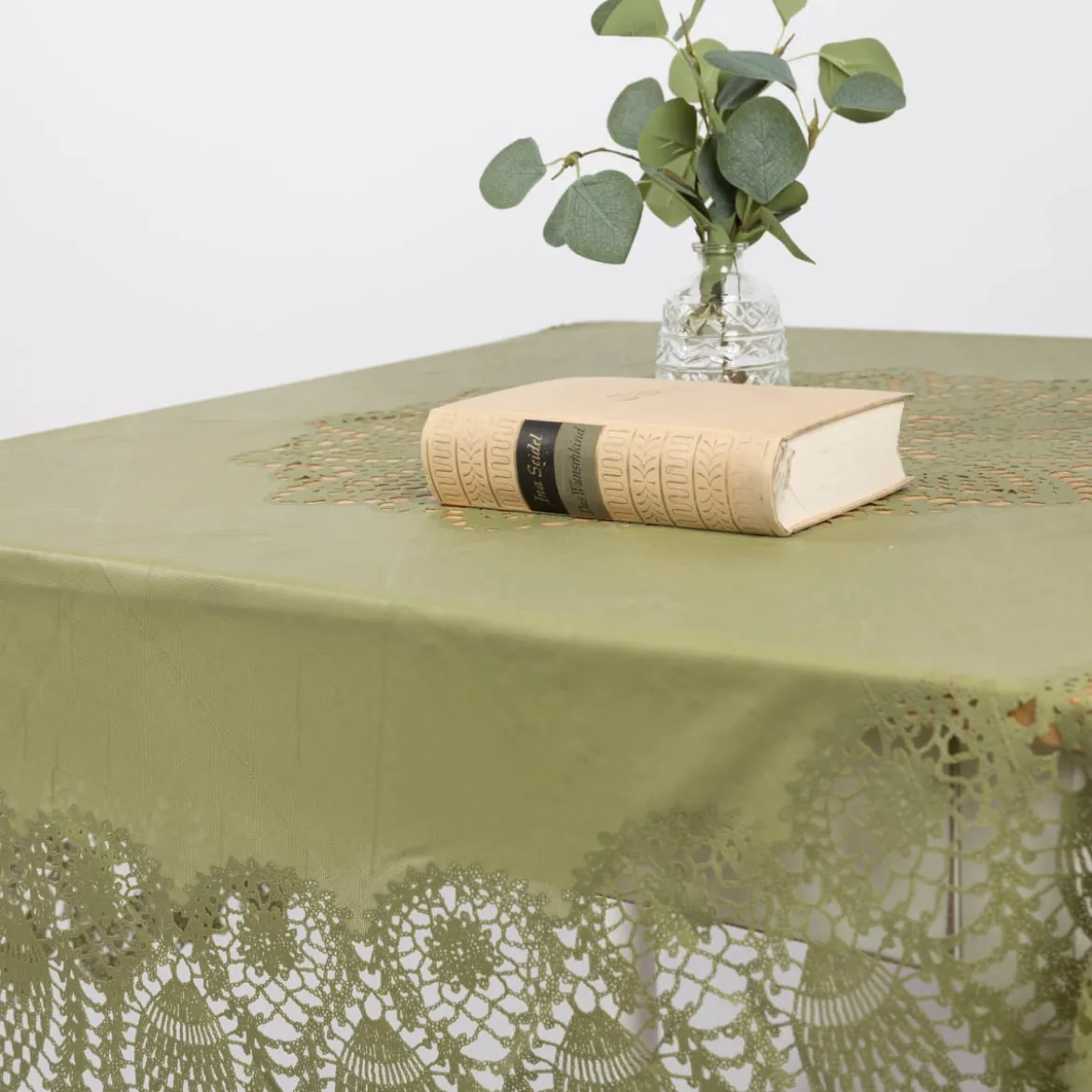 Tischdecke abwaschbar Häkelspitze Amira rund grün Ø 152cm