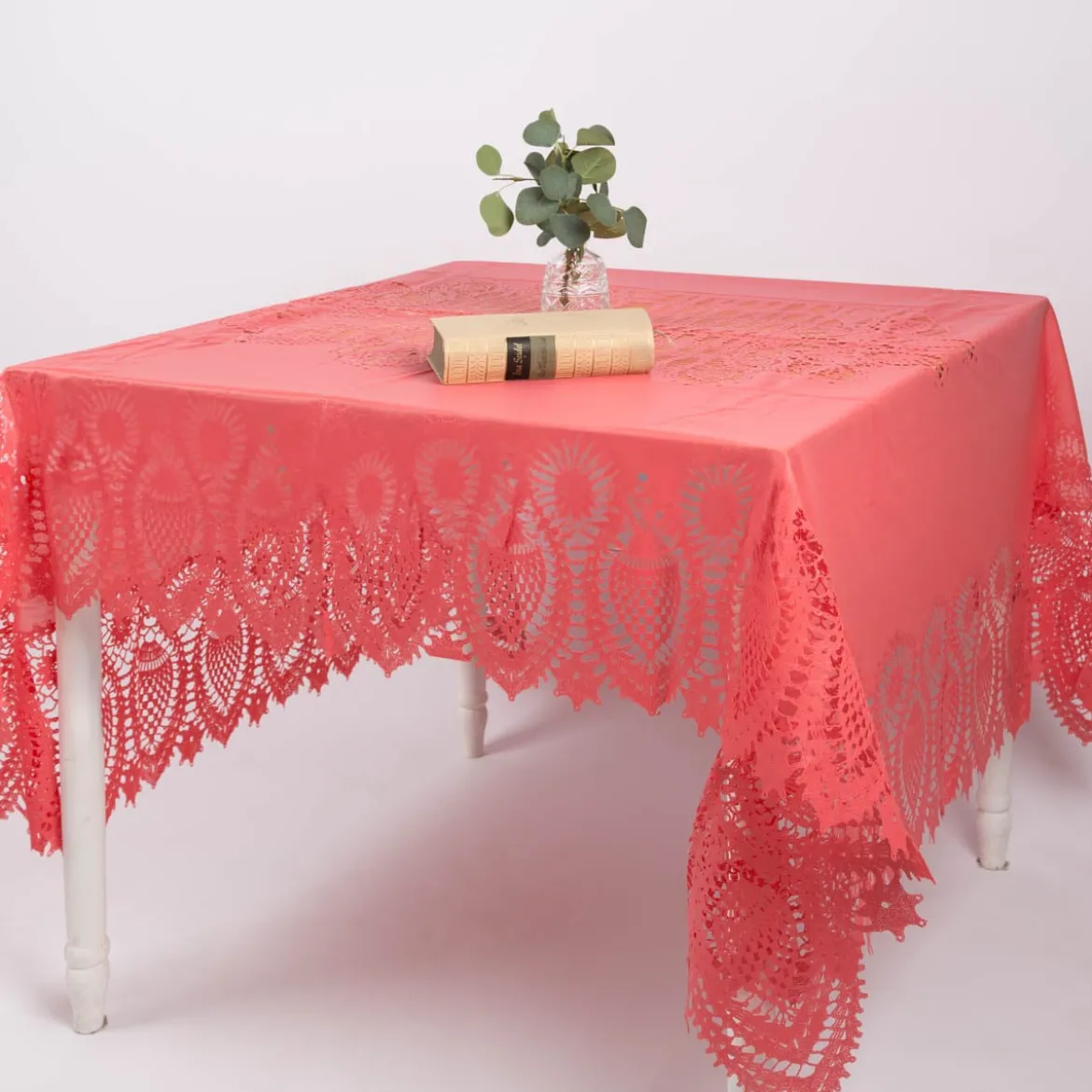 Tischdecke abwaschbar Häkelspitze Amira sugar pink 137x180cm
