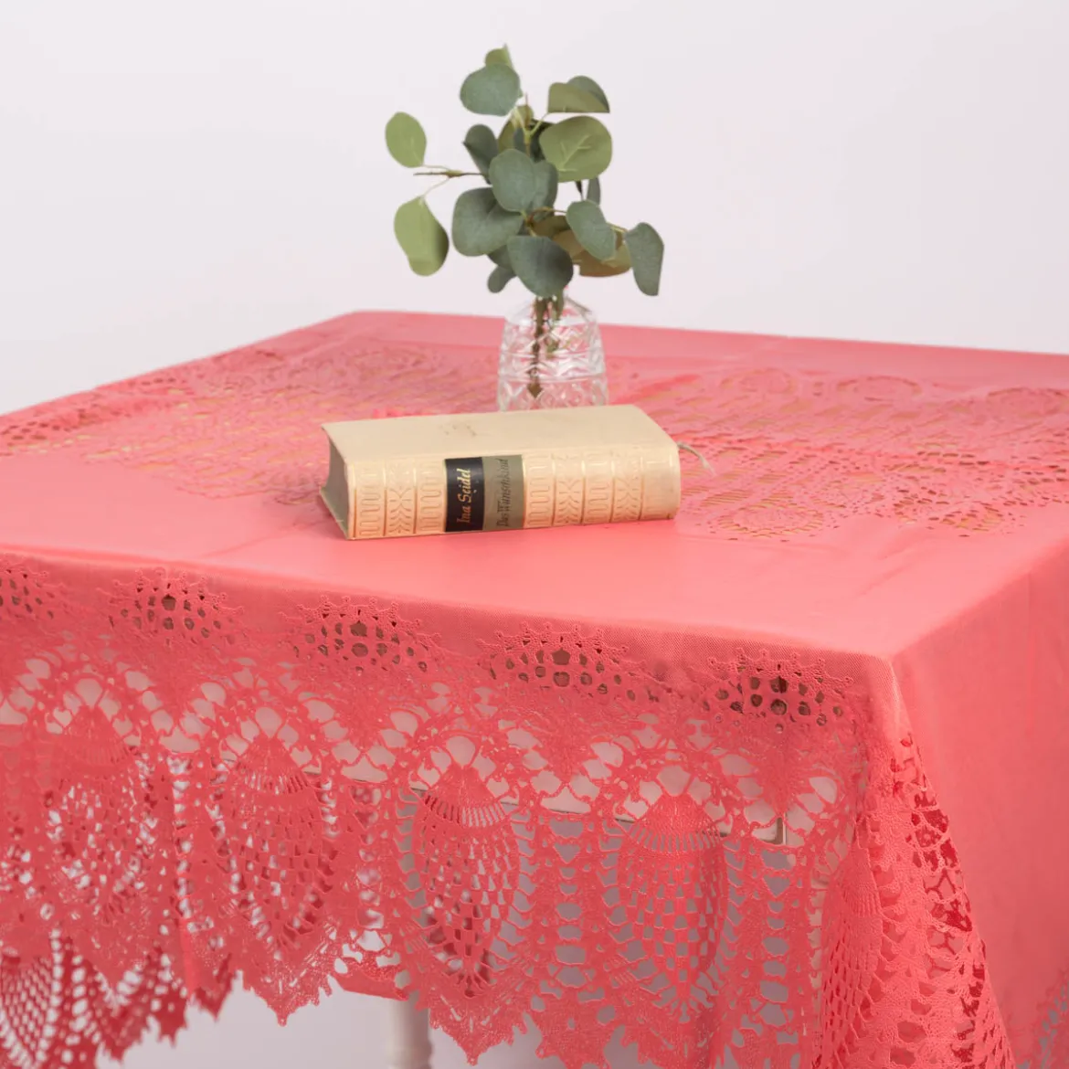 Tischdecke abwaschbar Häkelspitze Amira sugar pink 137x180cm