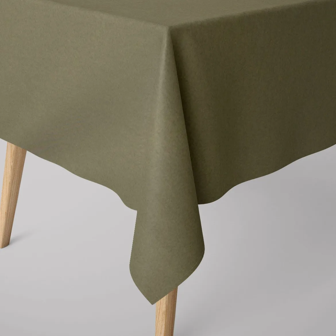 Tischdecke abwaschbar nachhaltig uni olivgrün div. Größen von SCHÖNER LEBEN.