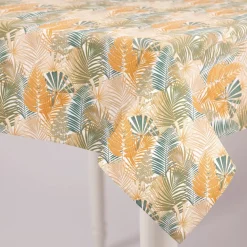 Tischdecke abwaschbar Outdoor Blätter grün weiß gelb in versch. Größen von SCHÖNER LEBEN.