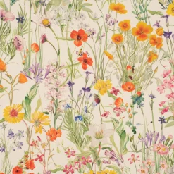 Tischdecke abwaschbar Wildflower Sunny Field Feldblumen ecru bunt div. Größen von SCHÖNER LEBEN.