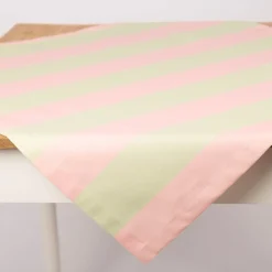 Tischdecke aus Baumwolle mit Streifen Pistazie Rosa von SCHÖNER LEBEN. – handgenäht & auf Maß