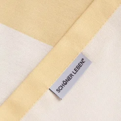 Tischdecke aus Baumwolle mit Streifen Vanille Ecru von SCHÖNER LEBEN. – handgenäht & auf Maß