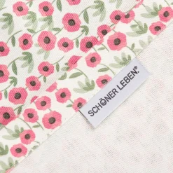 Tischdecke aus Baumwolle mit Mini Blumen in Weiß und Pink in versch. Größen von SCHÖNER LEBEN.