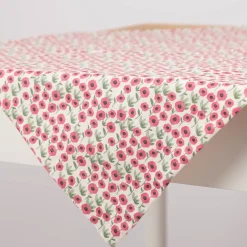 Tischdecke aus Baumwolle mit Mini Blumen in Weiß und Pink in versch. Größen von SCHÖNER LEBEN.