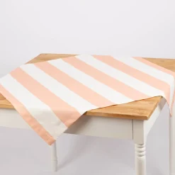 Tischdecke aus Baumwolle mit Streifen Peach Ecru von SCHÖNER LEBEN. – handgenäht & auf Maß