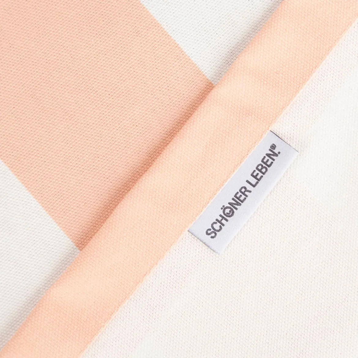 Tischdecke aus Baumwolle mit Streifen Peach Ecru von SCHÖNER LEBEN. – handgenäht & auf Maß