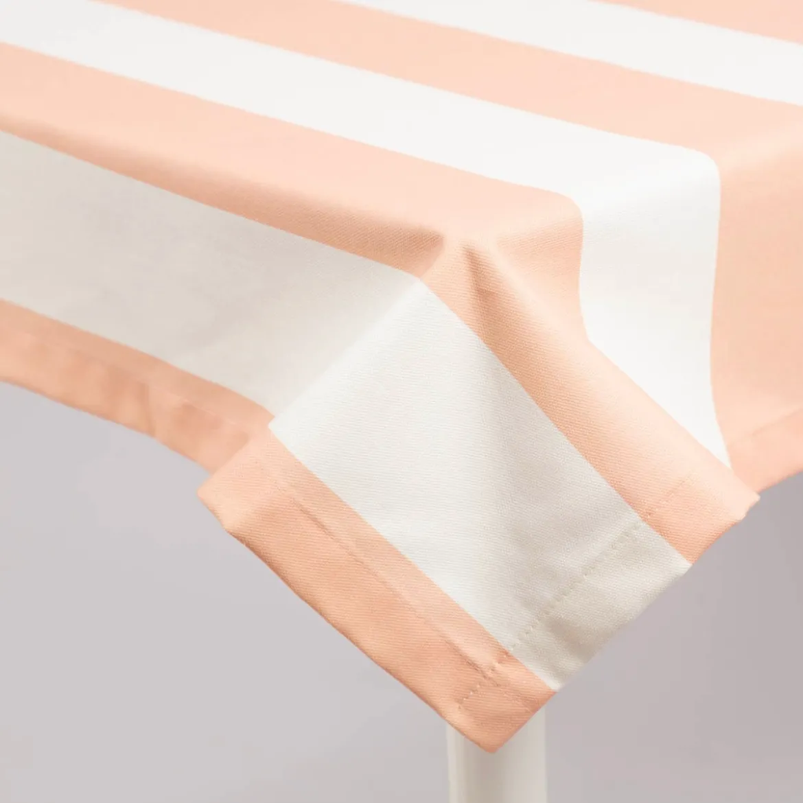 Tischdecke aus Baumwolle mit Streifen Peach Ecru von SCHÖNER LEBEN. – handgenäht & auf Maß