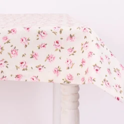 Tischdecke Classic Little Rose Rosenblüten ecru rosa in versch. Größen von SCHÖNER LEBEN.