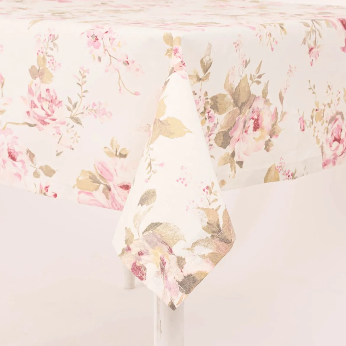 Tischdecke Classic Painted Rose Rosen ecru rosa in versch. Größen von SCHÖNER LEBEN.