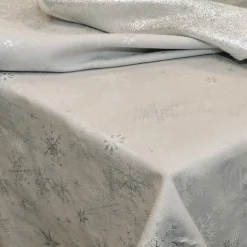 Tischdecke Crystal Eiskristalle Schneeflocken Metallic Glitzer grau silberfarbig 140x200cm