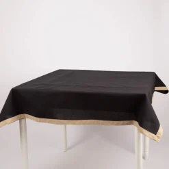 Tischdecke Duo aus Baumwolle wendbar mit abgesetztem Saum schwarz-natur 140x200cm