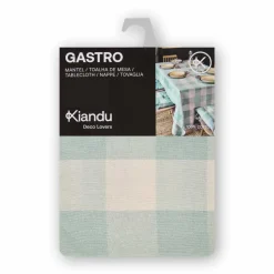 Tischdecke Gastro aus Baumwolle Karos mintgrün beige 140x240cm