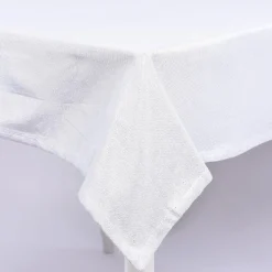 Tischdecke Glamour weiß silberfarbig Lurex 150x200cm